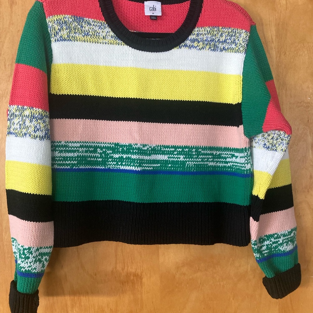 CAbi Multicolor Striped Crew Neck Sweater